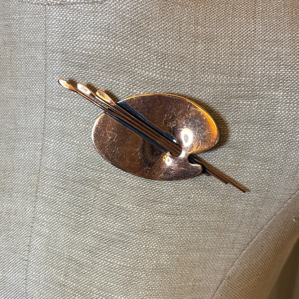 Vintage 1950s Renoir Copper Artist’s Palette Brooch